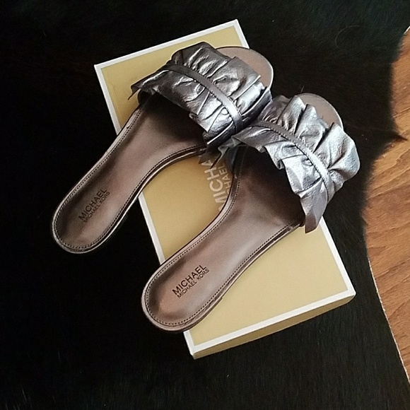 MICHAEL Michael Kors Shoes - MICHAEL Michael Kors Bella Metallic Silver Sandals
